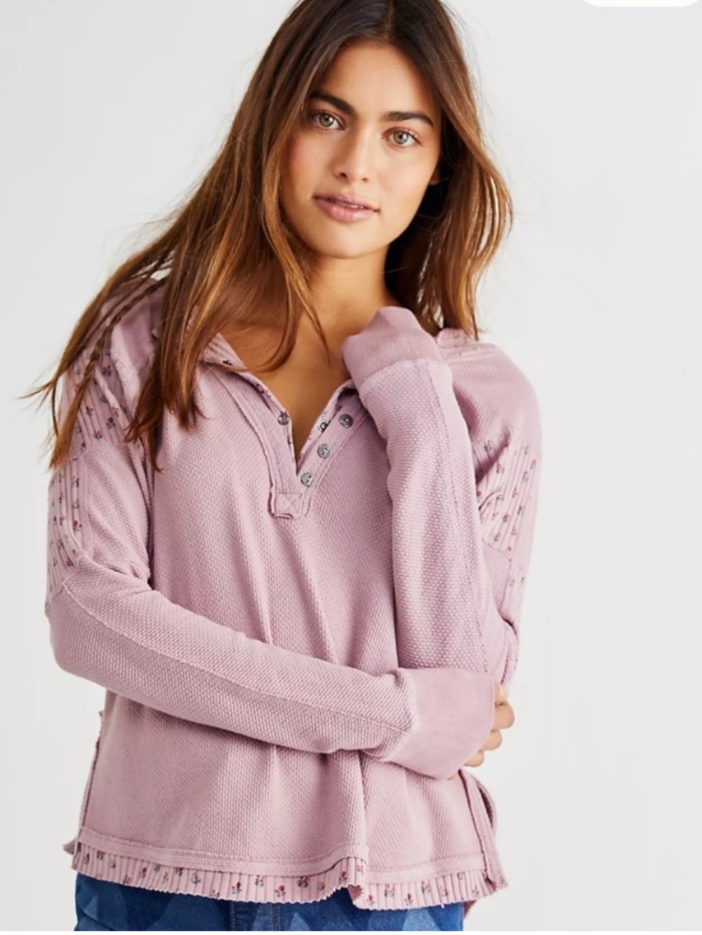 Free People Heart To Heart Henley Top In Daytime  Fireworks Women's Size Medium
